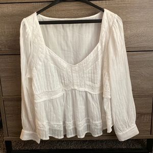 American Eagle White Babydoll Cotton Blouse